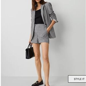 Black and White Gingham Blazer and Shorts Set
